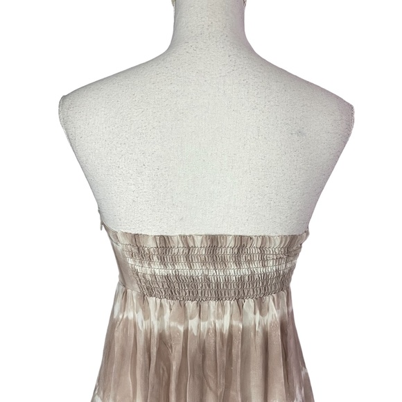 Guess 100% Silk Strapless Dress 2 High-Low Tube Tie-Dye Chiffon Striped Sun - Picture 11 of 14